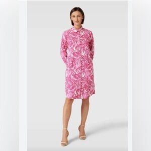 Gracia Pink and White Long Sleeve Midi Dress
